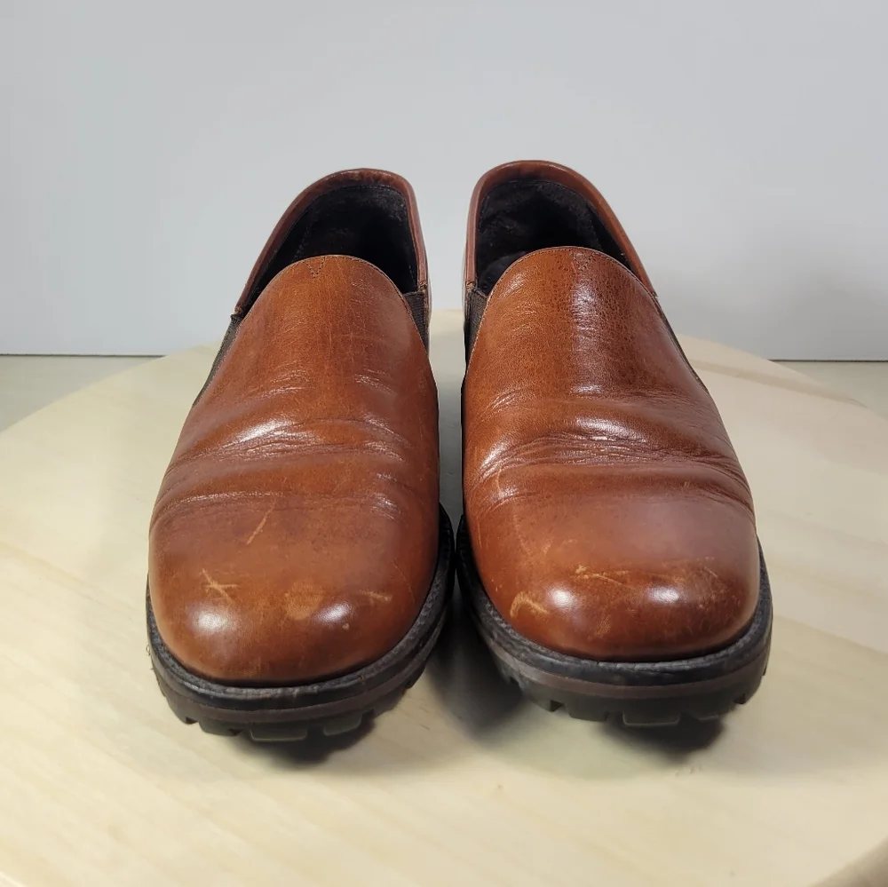 Vintage Cole Haan Country Brown Leather Lug Heel Slip-on Loafer Shoe Size 8 B - Picture 3 of 14